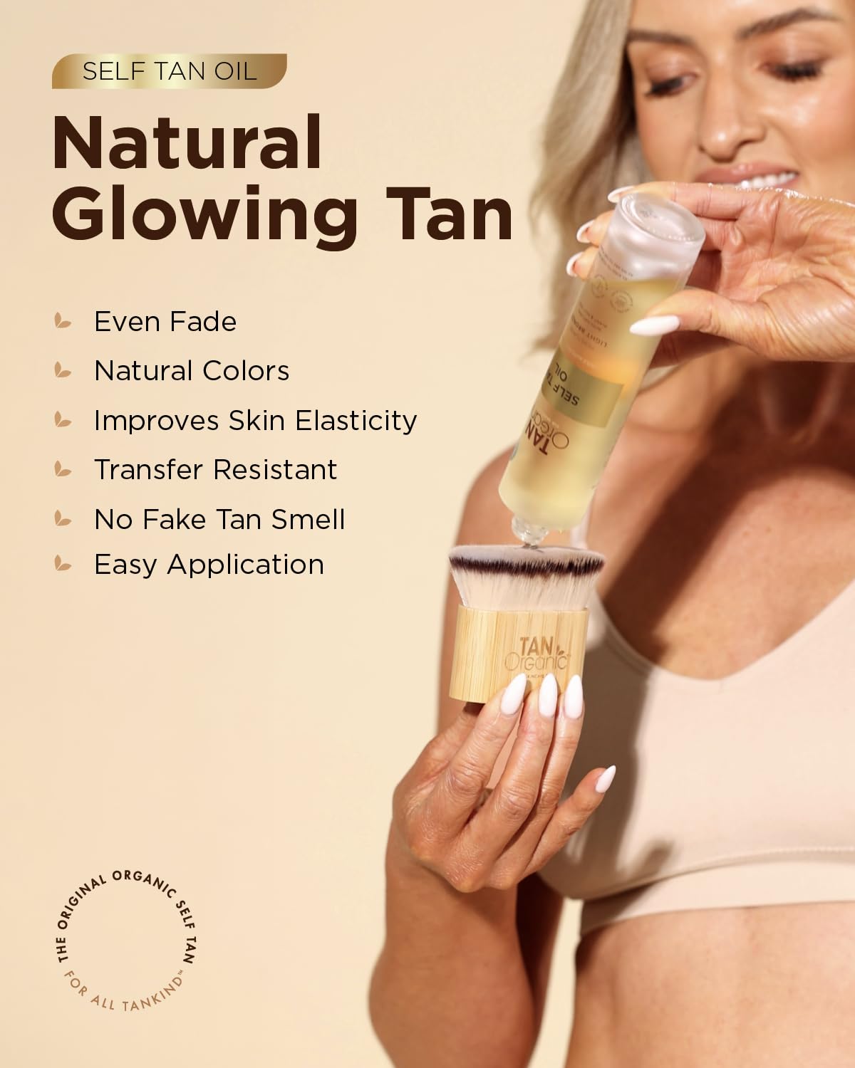 TanOrganic Self Tanning Oil 100ml | Organic Self Tanner for Face & Body | Light Natural-Looking Tan with Vitamin E | No Orange Tint